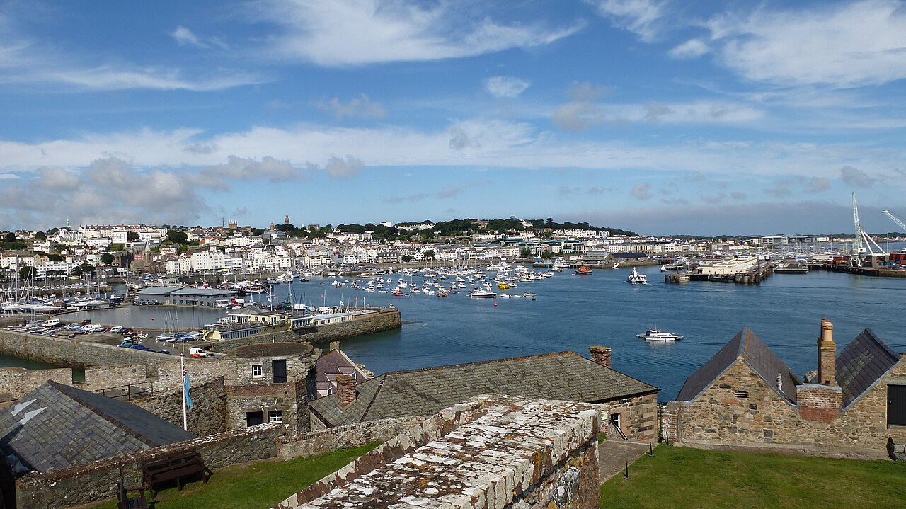 View over St Peter Port harbour from Castle Cornet in Guernsey